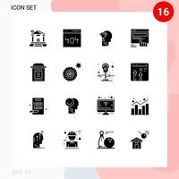 Set of 16 Modern UI Icons Symbols Signs for celebration web mind touch click Editable Vector Design Elements