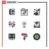 Universal Icon Symbols Group of 9 Modern Filledline Flat Colors of book money summer idea finance Editable Vector Design Elements