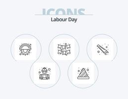 Labour Day Line Icon Pack 5 Icon Design. maintenance. calendar. saw. labour. flag vector