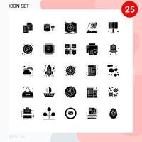 25 User Interface Solid Glyph Pack of modern Signs and Symbols of investment business paint navigation map Editable Vector Design Elements