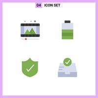 Modern Set of 4 Flat Icons and symbols such as play security reel power inbox Editable Vector Design Elements