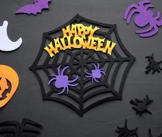 figuras de fieltro de la web, calabaza, araña para la fiesta de halloween foto