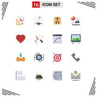 Universal Icon Symbols Group of 16 Modern Flat Colors of like heart box marketing graph Editable Pack of Creative Vector Design Elements