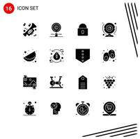 Pack of 16 Modern Solid Glyphs Signs and Symbols for Web Print Media such as technology webcam property camera login Editable Vector Design Elements