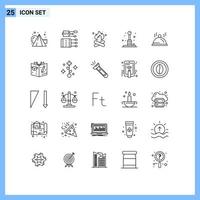 Universal Icon Symbols Group of 25 Modern Lines of play fun spa arcade hot Editable Vector Design Elements