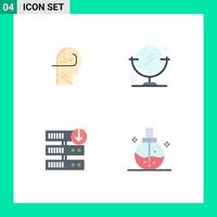 Stock Vector Icon Pack of 4 Line Signs and Symbols for learning server downgrade head clean beauty Editable Vector Design Elements