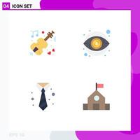 Group of 4 Modern Flat Icons Set for marriage suit wedding visibility clothing Editable Vector Design Elements