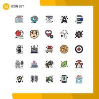 25 Universal Filled line Flat Color Signs Symbols of coin network alarm internet tower Editable Vector Design Elements