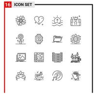 16 iconos creativos signos y símbolos modernos del día de la tienda de teléfonos inteligentes elementos de diseño vectorial editables de sol en línea vector