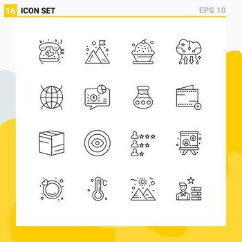 conjunto de pictogramas de 16 esquemas simples de almacenamiento en línea almacenamiento en la nube para hornear elementos de diseño de vectores editables pastel de computación en la nube