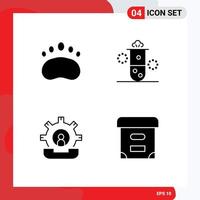Pictogram Set of 4 Simple Solid Glyphs of badge thermal energy science radiation contact Editable Vector Design Elements