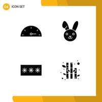 4 Thematic Vector Solid Glyphs and Editable Symbols of gauge password bynny code bamboo Editable Vector Design Elements