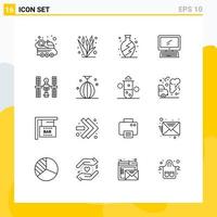 Modern Set of 16 Outlines Pictograph of complex imac maize device computer Editable Vector Design Elements