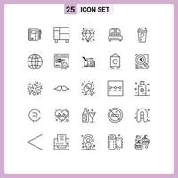 Modern Set of 25 Lines and symbols such as love wealth home jewel diamond Editable Vector Design Elements