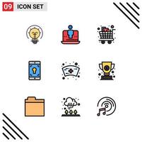 Set of 9 Modern UI Icons Symbols Signs for screen mobile marketing application shopping Editable Vector Design Elements