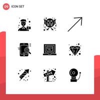 Modern Set of 9 Solid Glyphs and symbols such as browser seo halloween scary optimize search Editable Vector Design Elements