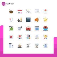 25 Universal Flat Color Signs Symbols of settings object team file group Editable Vector Design Elements