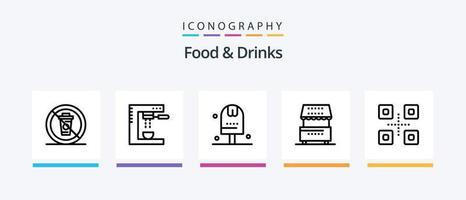 paquete de iconos de la línea 5 de alimentos y bebidas que incluye y. bebidas entretenimiento. poder. beber. diseño de iconos creativos vector