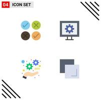 4 Flat Icon concept for Websites Mobile and Apps creative marketing tick tv optimize Editable Vector Design Elements