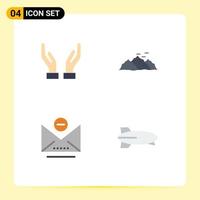 4 User Interface Flat Icon Pack of modern Signs and Symbols of care mail mountain nature balloon Editable Vector Design Elements