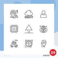 Editable Vector Line Pack of 9 Simple Outlines of environment earth day avatar cursor chipset Editable Vector Design Elements