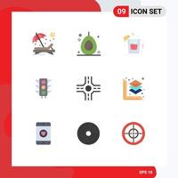 Set of 9 Modern UI Icons Symbols Signs for printing crossroad drink road sign Editable Vector Design Elements