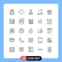 conjunto de 25 iconos modernos de ui símbolos signos para hardware de rendimiento cobra gadget computadoras elementos de diseño vectorial editables vector