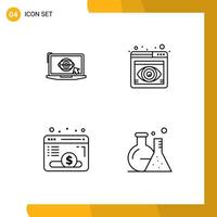 4 Creative Icons Modern Signs and Symbols of laptop webpage presentation view fund Editable Vector Design Elements