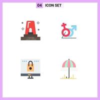 Stock Vector Icon Pack of 4 Line Signs and Symbols for alert bag siren sign online Editable Vector Design Elements