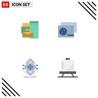 Stock Vector Icon Pack of 4 Line Signs and Symbols for advertising data corporate passport science Editable Vector Design Elements
