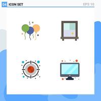 Group of 4 Flat Icons Signs and Symbols for indian monitor india color fill device Editable Vector Design Elements
