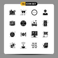 User Interface Pack of 16 Basic Solid Glyphs of holy man interface technology motion Editable Vector Design Elements