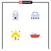 Pictogram Set of 4 Simple Flat Icons of handbag up journey set boat Editable Vector Design Elements