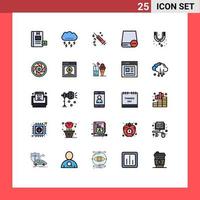 25 Universal Filled line Flat Colors Set for Web and Mobile Applications gadget devices thanksgiving computers vaccine Editable Vector Design Elements