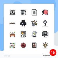 Mobile Interface Flat Color Filled Line Set of 16 Pictograms of hipster bubble renewable messages chat Editable Creative Vector Design Elements