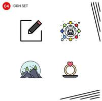 Universal Icon Symbols Group of 4 Modern Filledline Flat Colors of compose nature affiliate message sun Editable Vector Design Elements