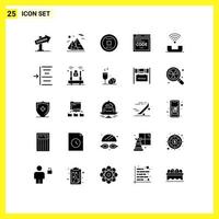 25 Thematic Vector Solid Glyphs and Editable Symbols of device code travel internet track Editable Vector Design Elements