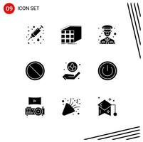 Universal Icon Symbols Group of 9 Modern Solid Glyphs of care stop matrix remove block Editable Vector Design Elements