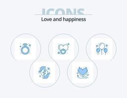 diseño de iconos del paquete 5 de iconos azules de amor. celebracion. amar. presente. firmar. en vector