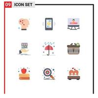 Universal Icon Symbols Group of 9 Modern Flat Colors of autumn online computer shopping shop Editable Vector Design Elements