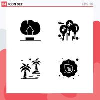 4 Solid Glyph concept for Websites Mobile and Apps interface beach balloon date diet Editable Vector Design Elements