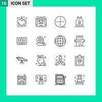 Editable Vector Line Pack of 16 Simple Outlines of kitchen stove gadgets garments sport Editable Vector Design Elements