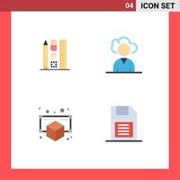 Set of 4 Commercial Flat Icons pack for pen object online person memory card Editable Vector Design Elements