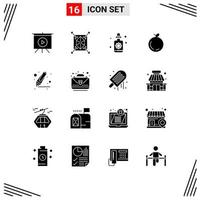 Set of 16 Modern UI Icons Symbols Signs for case marker treatment highlighter chinese Editable Vector Design Elements