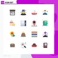 16 Universal Flat Colors Set for Web and Mobile Applications hotel bag ship luggage man Editable Pack of Creative Vector Design Elements