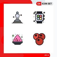 Mobile Interface Filledline Flat Color Set of 4 Pictograms of academy plate statue watch festival Editable Vector Design Elements