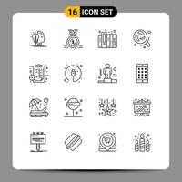 16 Universal Outlines Set for Web and Mobile Applications clipboard research reward laboratory files Editable Vector Design Elements