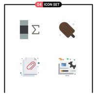 Group of 4 Flat Icons Signs and Symbols for column document food ice cream document Editable Vector Design Elements