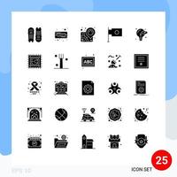 Modern Set of 25 Solid Glyphs and symbols such as eye creative hard flag business Editable Vector Design Elements