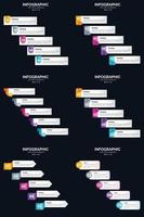 plantilla de diapositiva de presentación del paquete de infografías vectoriales 6 diagramas de ciclo de 5 pasos y líneas de tiempo vector